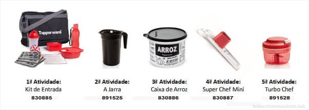 Produtos do kit inicial Tupperware