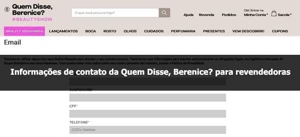 Como entrar em contato com a Quem Disse Berenice?